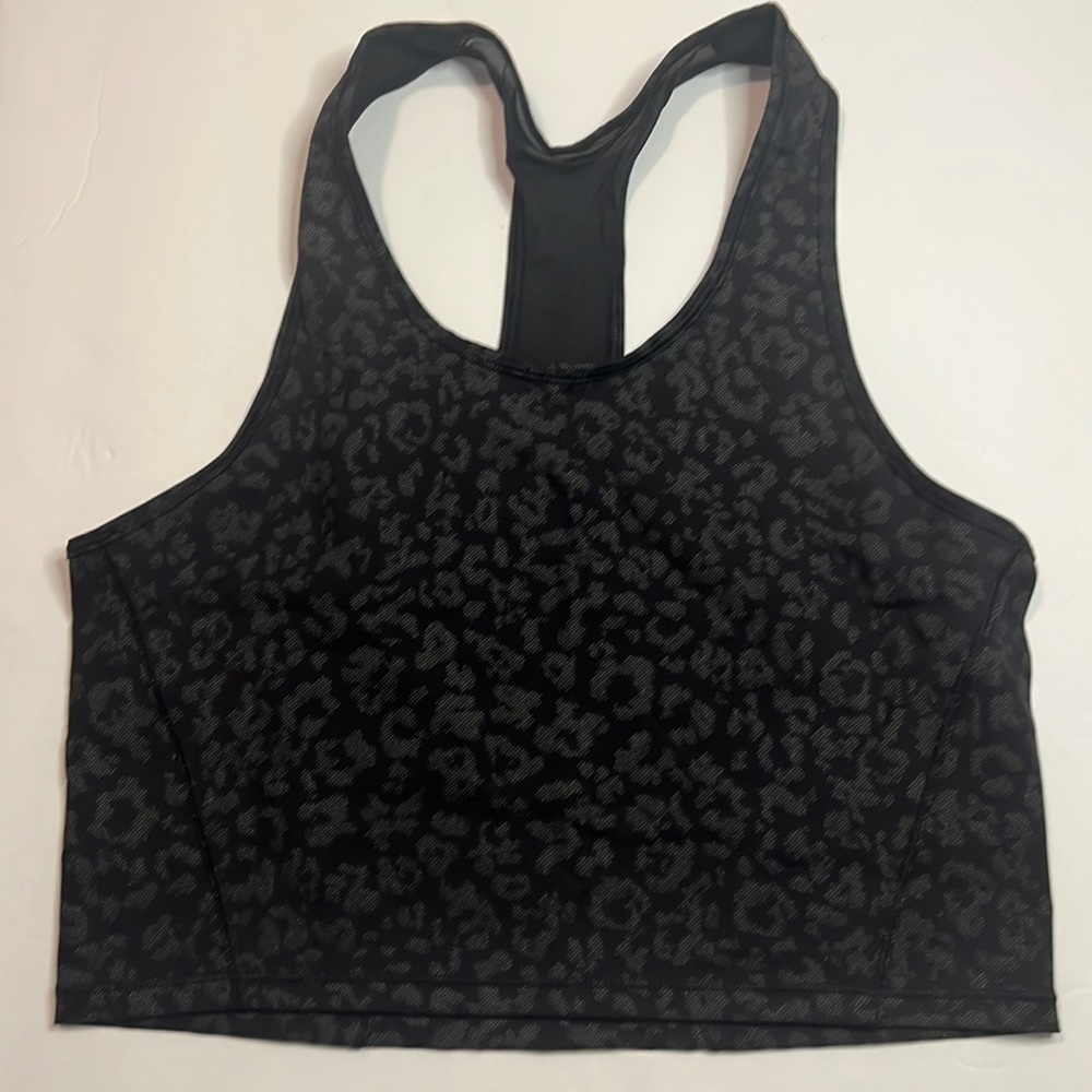 Athleta crop leopard tank top black size medium